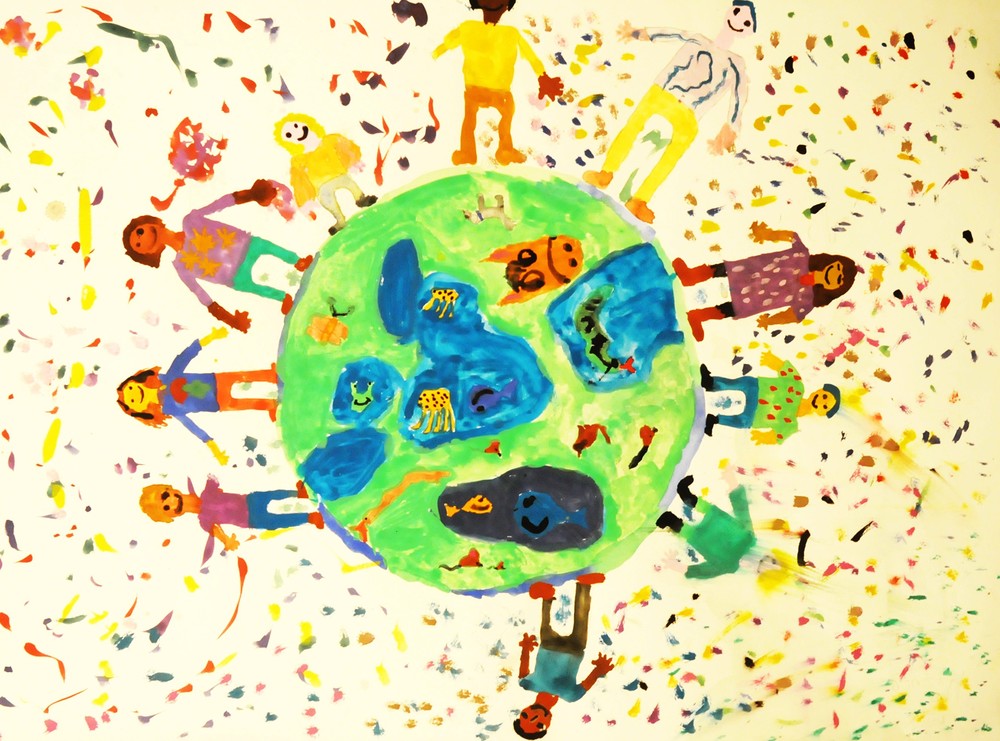 Kinderzeichnung aus dem Religionsunterricht zum Thema 'Himmel'